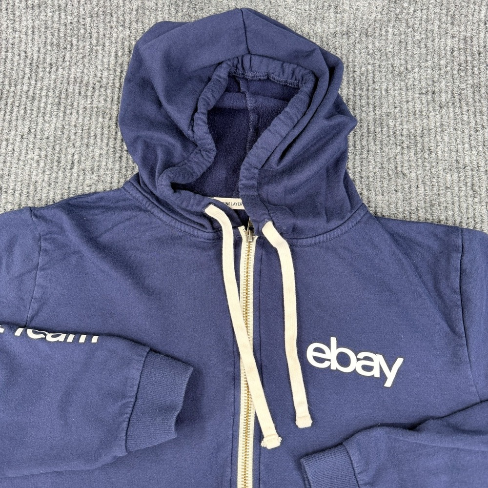 Marine Layer Men's Small Blue Afternoon Hoodie‎ Full Zip Cotton Ebay Logo